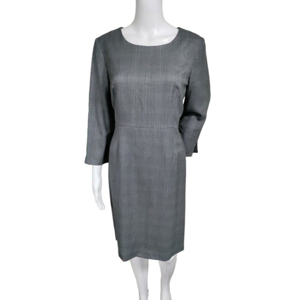 80's Pendleton 100% Wool Black & White Houndstooth Sheath Midi Dress 12 P - Picture 5 of 16